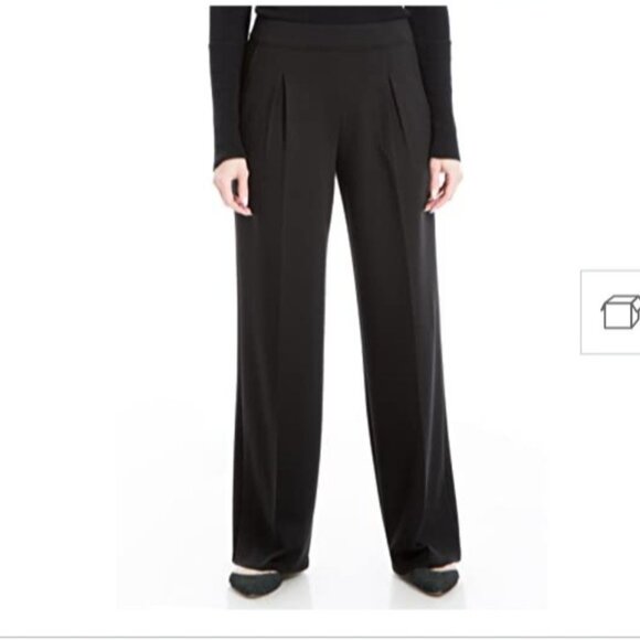 Max Studio London Size Large Black Pleated Wide Leg Trousers Pants NEW - Picture 1 of 2